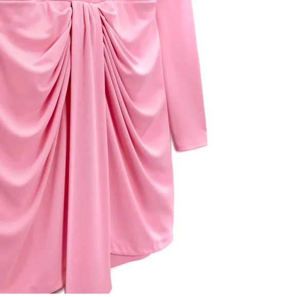 Zara Barbie Pink Draped Knotted Mini Dress Small - Picture 5 of 13